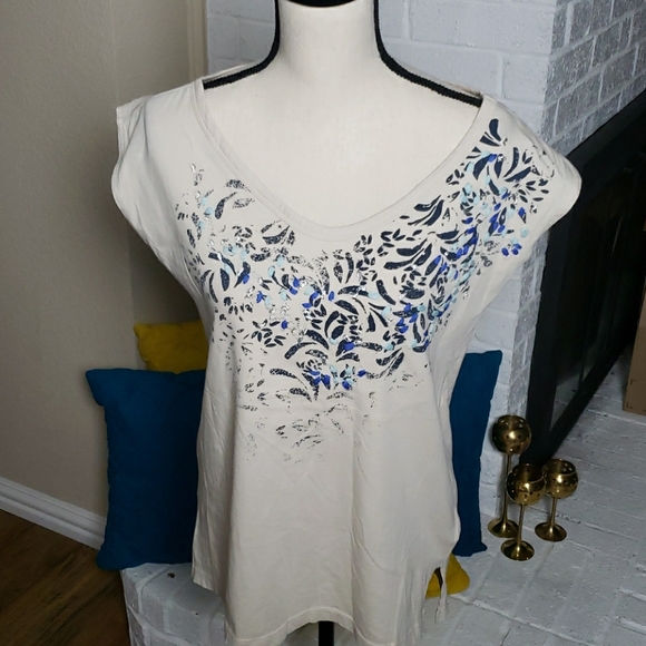 DKNY Jean's tank top, unique design, short sleeve - Picture 1 of 8